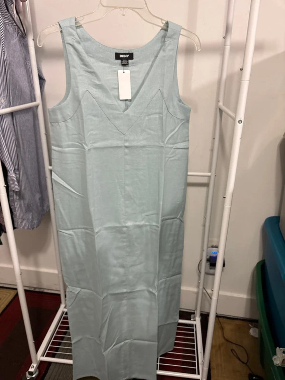 DKNY Linen viscose New Maxi dress Blue XS $115